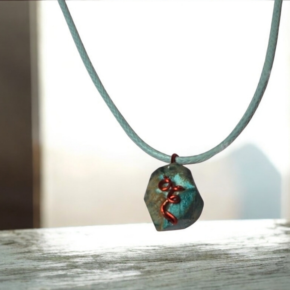 Earth Art Hand Crafted Blue-Green Necklace